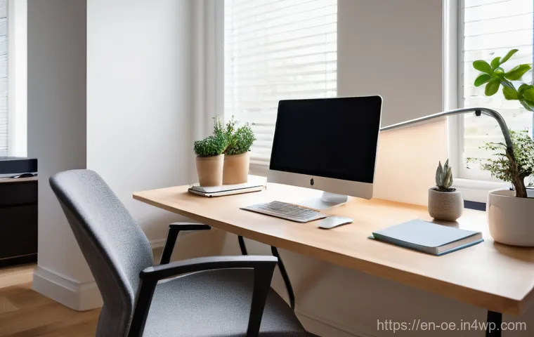 어떻게 원격근무 공간에서 스트레스를 줄일까 - **A Serene and Ergonomic Home Office:**
A person, appearing to be in their late 20s to early 40s...