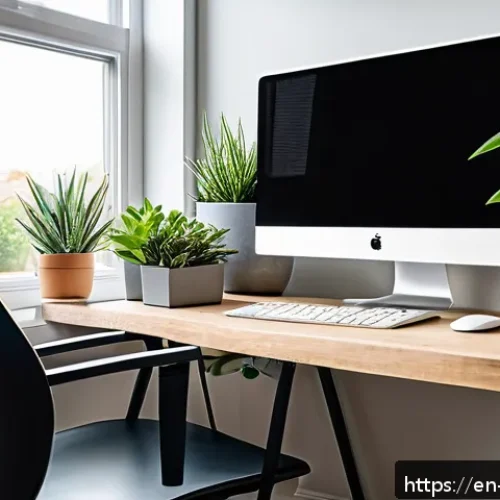 Home 11 효율적인 원격근무를 위한 공간 혁신 사례 - A bright and cozy home office corner bathed in natural sunlight from a large window, featuring an er...